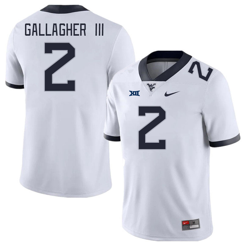 West Virginia Mountaineers #2 Rodney Gallagher III College Football Jerseys Stitched Sale-White